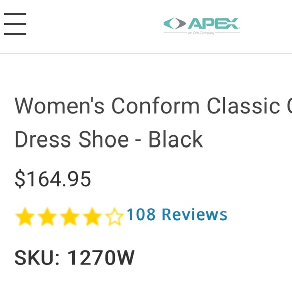 Women's APEX Conform Classic Oxford Dress Shoe - Black - Picture 6 of 6